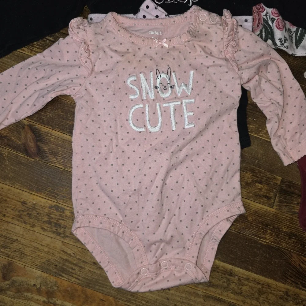 Baby Girl 6-9 Mo Bodysuit 8 pc Long-sleeved Lot Pajamas Tops One Piece Bundle